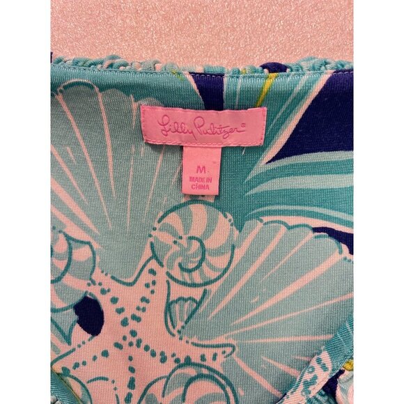 Lilly Pulitzer Claire Dress Sea-Inspired Print Ruffled V-Neck Medium - Picture 6 of 6